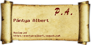 Pántya Albert névjegykártya